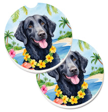 Load image into Gallery viewer, Curly-Coated Retriever Luau Car Coasters – Set of 2 - Absorbent Stone with Fun &amp; Functional Artwork