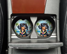 Load image into Gallery viewer, Dachshund Luau Car Coasters – Set of 2 - Absorbent Stone with Fun &amp; Functional Artwork