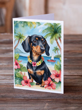 Load image into Gallery viewer, Dachshund Luau Greeting Cards - Blank Note Cards – 8-Pack of Artist-Designed Cards with Envelopes