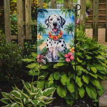 Load image into Gallery viewer, Dalmatian Luau Garden Flag – Tropical Dog Decor with Hibiscus &amp; Palm Leaves