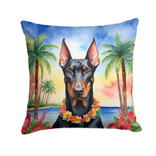 Load image into Gallery viewer, Doberman Pinscher Luau Throw Pillow - 14x14 Decorative Pillow – Art for Your Home &amp; Patio