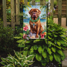 Load image into Gallery viewer, Dogue de Bordeaux Luau Garden Flag – Tropical Dog Decor with Hibiscus &amp; Palm Leaves