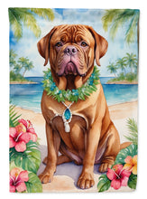 Load image into Gallery viewer, Dogue de Bordeaux Luau Garden Flag – Tropical Dog Decor with Hibiscus &amp; Palm Leaves