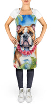 Load image into Gallery viewer, English Bulldog Luau Apron – Artist-Designed Kitchen, BBQ &amp; Craft Apron