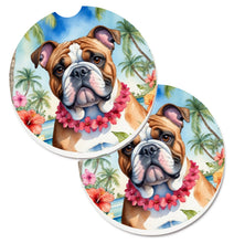 Load image into Gallery viewer, English Bulldog Luau Car Coasters – Set of 2 - Absorbent Stone with Fun &amp; Functional Artwork
