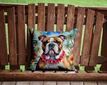 Load image into Gallery viewer, English Bulldog Luau Throw Pillow - 14x14 Decorative Pillow – Art for Your Home &amp; Patio