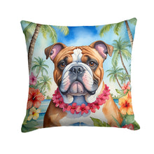 Load image into Gallery viewer, English Bulldog Luau Throw Pillow - 14x14 Decorative Pillow – Art for Your Home &amp; Patio