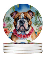 Load image into Gallery viewer, English Bulldog Luau Large Sandstone Coasters Pack of 4
