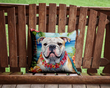 Load image into Gallery viewer, English Bulldog Luau Throw Pillow - 14x14 Decorative Pillow – Art for Your Home &amp; Patio