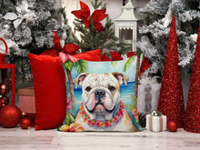 Load image into Gallery viewer, English Bulldog Luau Throw Pillow - 14x14 Decorative Pillow – Art for Your Home &amp; Patio