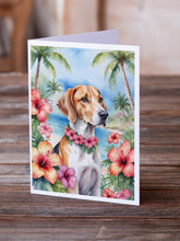 Load image into Gallery viewer, English Foxhound Luau Greeting Cards - Blank Note Cards – 8-Pack of Artist-Designed Cards with Envelopes