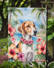Load image into Gallery viewer, English Foxhound Luau Garden Flag – Tropical Dog Decor with Hibiscus &amp; Palm Leaves
