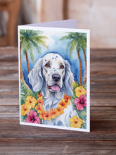 Load image into Gallery viewer, English Setter Luau Greeting Cards - Blank Note Cards – 8-Pack of Artist-Designed Cards with Envelopes