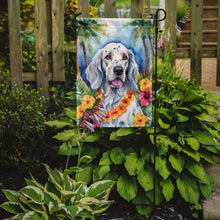 Load image into Gallery viewer, English Setter Luau Garden Flag – Tropical Dog Decor with Hibiscus &amp; Palm Leaves