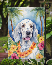 Load image into Gallery viewer, English Setter Luau Garden Flag – Tropical Dog Decor with Hibiscus &amp; Palm Leaves