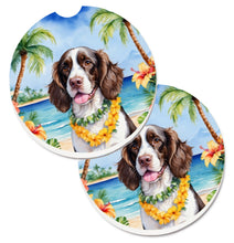 Load image into Gallery viewer, English Springer Spaniel Luau Car Coasters – Set of 2 - Absorbent Stone with Fun &amp; Functional Artwork