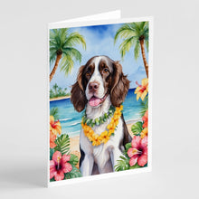 Load image into Gallery viewer, English Springer Spaniel Luau Greeting Cards - Blank Note Cards – 8-Pack of Artist-Designed Cards with Envelopes