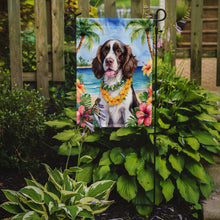 Load image into Gallery viewer, English Springer Spaniel Luau Garden Flag – Tropical Dog Decor with Hibiscus &amp; Palm Leaves