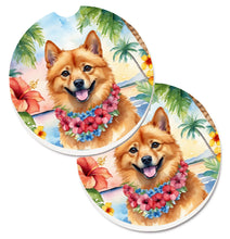 Load image into Gallery viewer, Finnish Spitz Luau Car Coasters – Set of 2 - Absorbent Stone with Fun &amp; Functional Artwork
