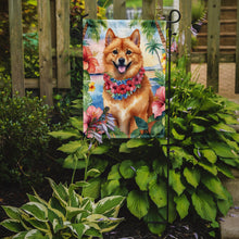 Load image into Gallery viewer, Finnish Spitz Luau Garden Flag – Tropical Dog Decor with Hibiscus &amp; Palm Leaves