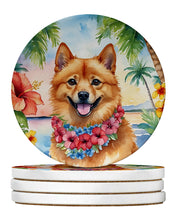 Load image into Gallery viewer, Finnish Spitz Luau Large Sandstone Coasters Pack of 4