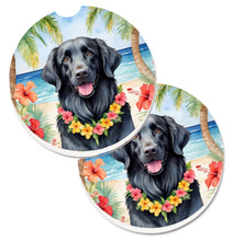 Load image into Gallery viewer, Flat-Coated Retriever Luau Car Coasters – Set of 2 - Absorbent Stone with Fun &amp; Functional Artwork