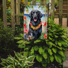 Load image into Gallery viewer, Flat-Coated Retriever Luau Garden Flag – Tropical Dog Decor with Hibiscus &amp; Palm Leaves
