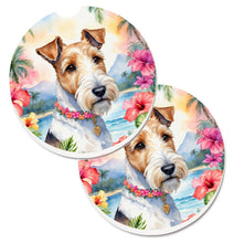 Load image into Gallery viewer, Fox Terrier Luau Car Coasters – Set of 2 - Absorbent Stone with Fun &amp; Functional Artwork