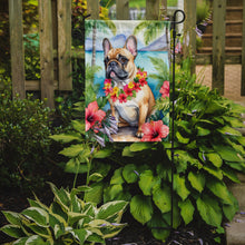 Load image into Gallery viewer, French Bulldog Luau Garden Flag – Tropical Dog Decor with Hibiscus &amp; Palm Leaves