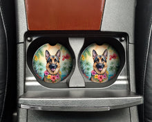 Load image into Gallery viewer, German Shepherd Luau Car Coasters – Set of 2 - Absorbent Stone with Fun &amp; Functional Artwork