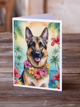 Load image into Gallery viewer, German Shepherd Luau Greeting Cards - Blank Note Cards – 8-Pack of Artist-Designed Cards with Envelopes