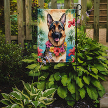 Load image into Gallery viewer, German Shepherd Luau Garden Flag – Tropical Dog Decor with Hibiscus &amp; Palm Leaves