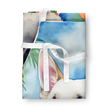 Load image into Gallery viewer, White German Shepherd Luau Apron – Artist-Designed Kitchen, BBQ &amp; Craft Apron