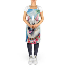 Load image into Gallery viewer, White German Shepherd Luau Apron – Artist-Designed Kitchen, BBQ &amp; Craft Apron