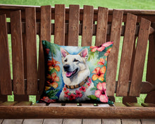Load image into Gallery viewer, White German Shepherd Luau Throw Pillow - 14x14 Decorative Pillow – Art for Your Home &amp; Patio