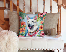 Load image into Gallery viewer, White German Shepherd Luau Throw Pillow - 14x14 Decorative Pillow – Art for Your Home &amp; Patio