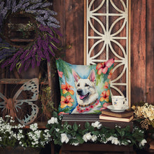 Load image into Gallery viewer, White German Shepherd Luau Throw Pillow - 14x14 Decorative Pillow – Art for Your Home &amp; Patio