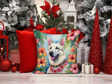Load image into Gallery viewer, White German Shepherd Luau Throw Pillow - 14x14 Decorative Pillow – Art for Your Home &amp; Patio