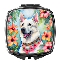Load image into Gallery viewer, White German Shepherd Luau Compact Mirror – Stylish Purse Mirror with Artistic Covers