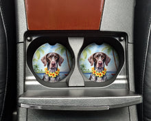 Load image into Gallery viewer, German Shorthaired Pointer Luau Car Coasters – Set of 2 - Absorbent Stone with Fun &amp; Functional Artwork