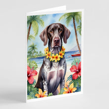 Load image into Gallery viewer, German Shorthaired Pointer Luau Greeting Cards - Blank Note Cards – 8-Pack of Artist-Designed Cards with Envelopes