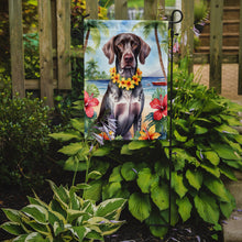 Load image into Gallery viewer, German Shorthaired Pointer Luau Garden Flag – Tropical Dog Decor with Hibiscus &amp; Palm Leaves