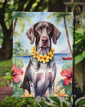 Load image into Gallery viewer, German Shorthaired Pointer Luau Garden Flag – Tropical Dog Decor with Hibiscus &amp; Palm Leaves