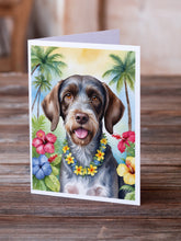 Load image into Gallery viewer, German Wirehaired Pointer Luau Greeting Cards - Blank Note Cards – 8-Pack of Artist-Designed Cards with Envelopes