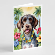 Load image into Gallery viewer, German Wirehaired Pointer Luau Greeting Cards - Blank Note Cards – 8-Pack of Artist-Designed Cards with Envelopes