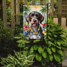 Load image into Gallery viewer, German Wirehaired Pointer Luau Garden Flag – Tropical Dog Decor with Hibiscus &amp; Palm Leaves
