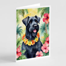 Load image into Gallery viewer, Giant Schnauzer Luau Greeting Cards - Blank Note Cards – 8-Pack of Artist-Designed Cards with Envelopes