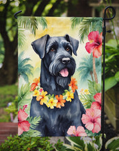 Load image into Gallery viewer, Giant Schnauzer Luau Garden Flag – Tropical Dog Decor with Hibiscus &amp; Palm Leaves