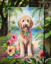 Load image into Gallery viewer, Goldendoodle Luau Garden Flag – Tropical Dog Decor with Hibiscus &amp; Palm Leaves
