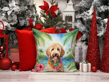 Load image into Gallery viewer, Goldendoodle Luau Throw Pillow - 14x14 Decorative Pillow – Art for Your Home &amp; Patio